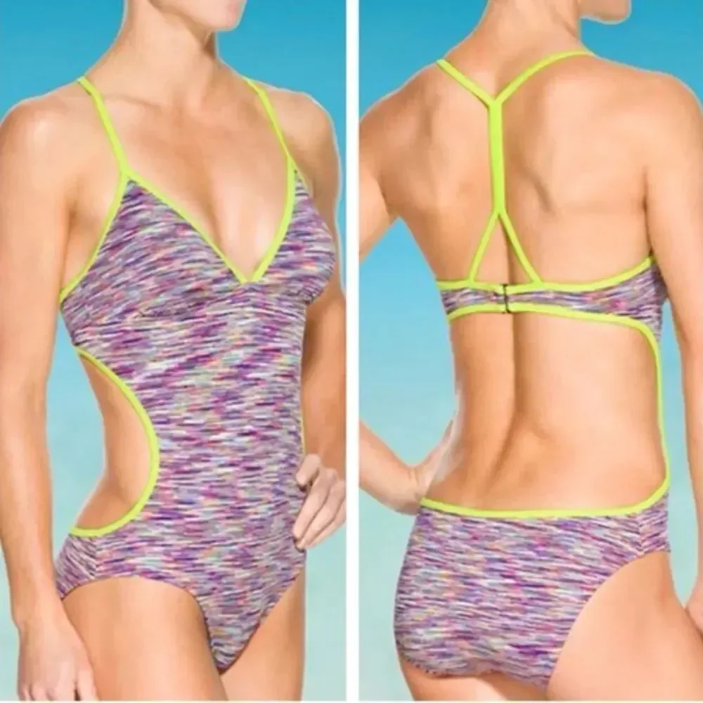 Athleta Multicolor One Piece with Yellow Accents